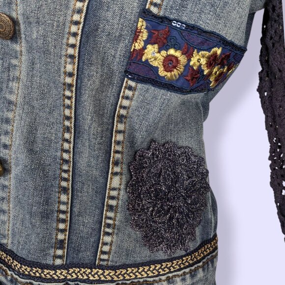 Desigual Embroidered Exotic Denim Jacket - Picture 9 of 11